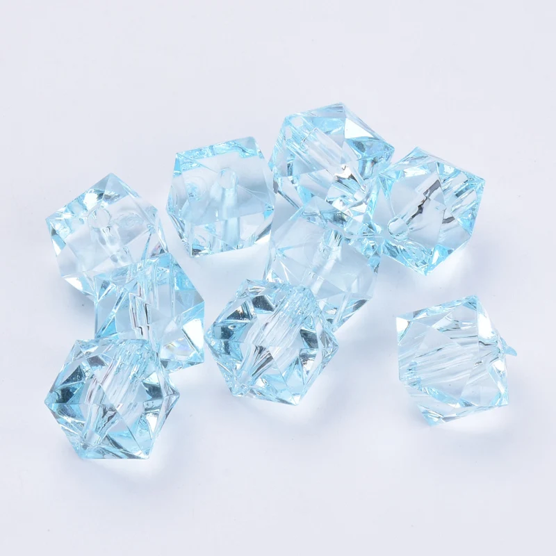 500g 10mm Transparent Acrylic Beads Mixed Color Faceted Cube Loose Spacer Beads for Jewelry Making DIY Handmade Bag Wholesale