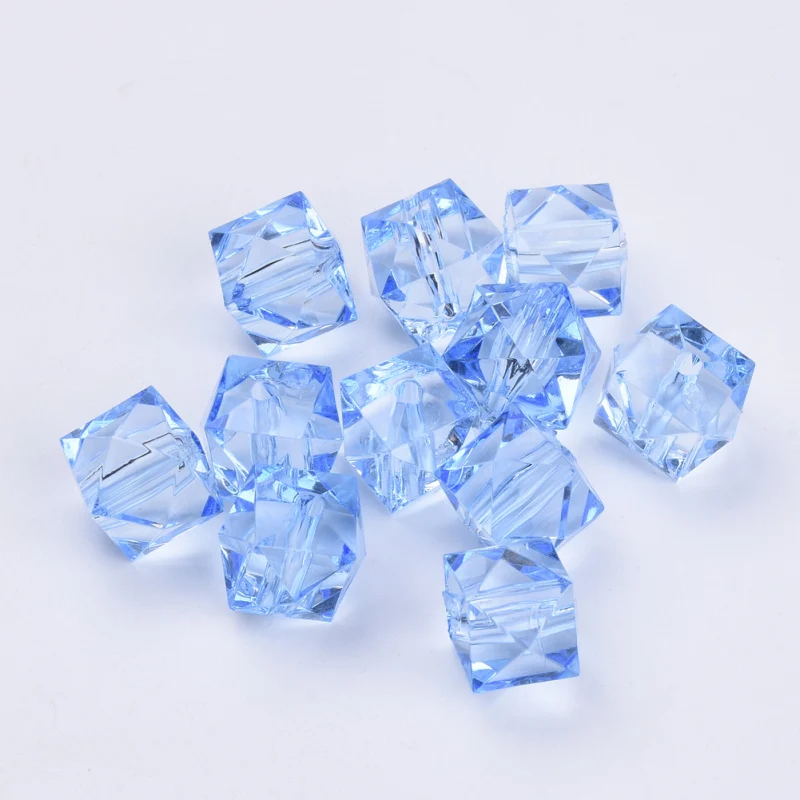 500g 10mm Transparent Acrylic Beads Mixed Color Faceted Cube Loose Spacer Beads for Jewelry Making DIY Handmade Bag Wholesale