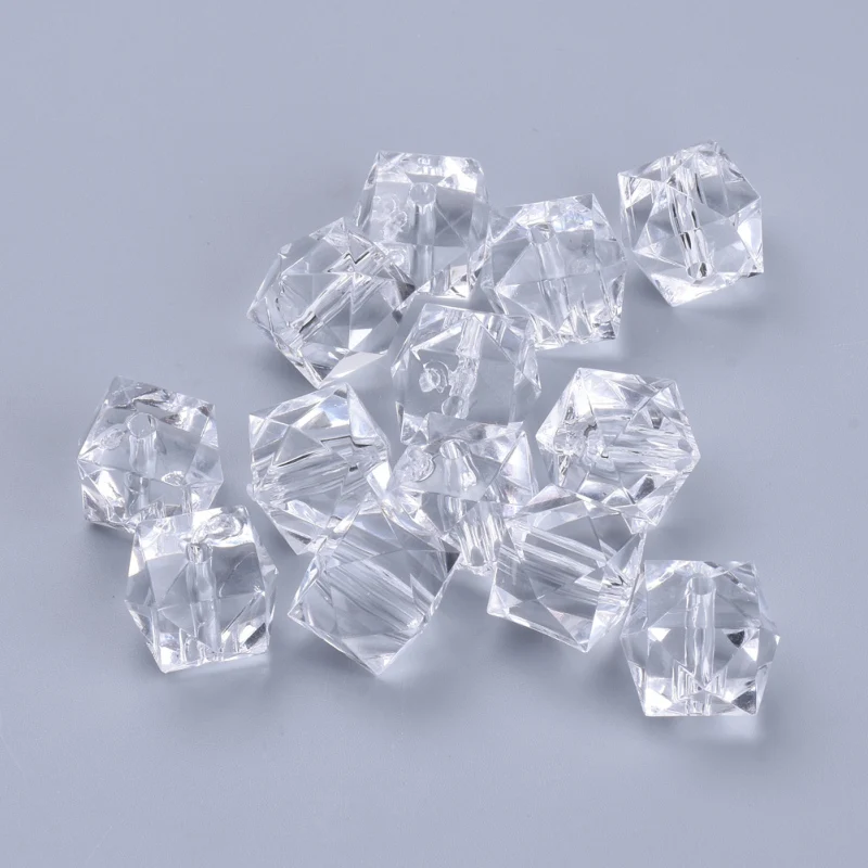 500g 10mm Transparent Acrylic Beads Mixed Color Faceted Cube Loose Spacer Beads for Jewelry Making DIY Handmade Bag Wholesale