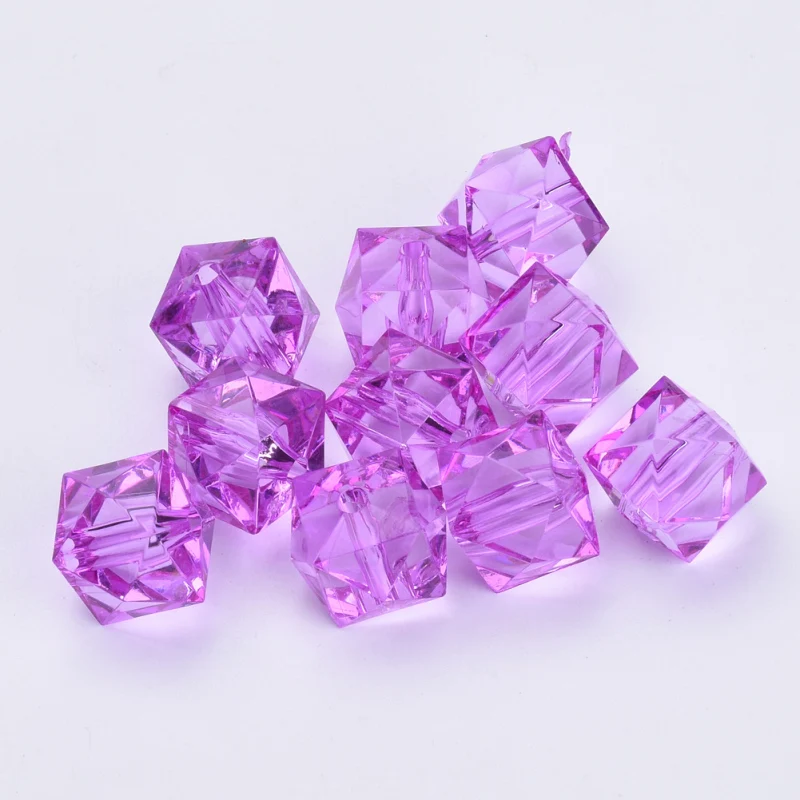 500g 10mm Transparent Acrylic Beads Mixed Color Faceted Cube Loose Spacer Beads for Jewelry Making DIY Handmade Bag Wholesale
