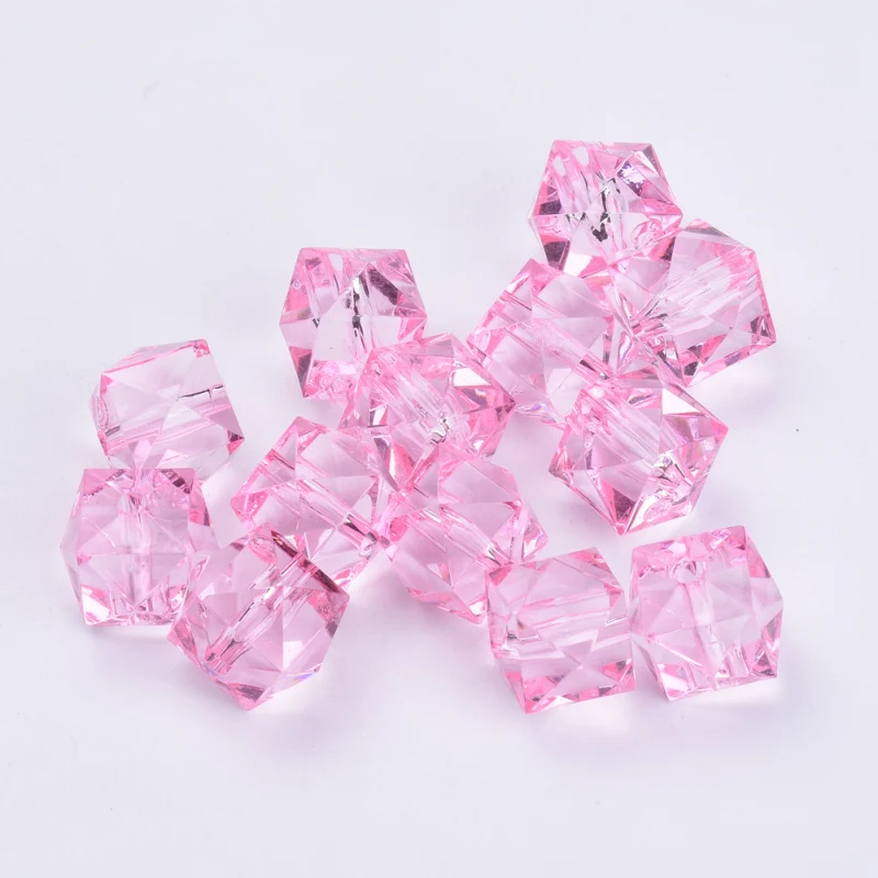 500g 10mm Transparent Acrylic Beads Mixed Color Faceted Cube Loose Spacer Beads for Jewelry Making DIY Handmade Bag Wholesale