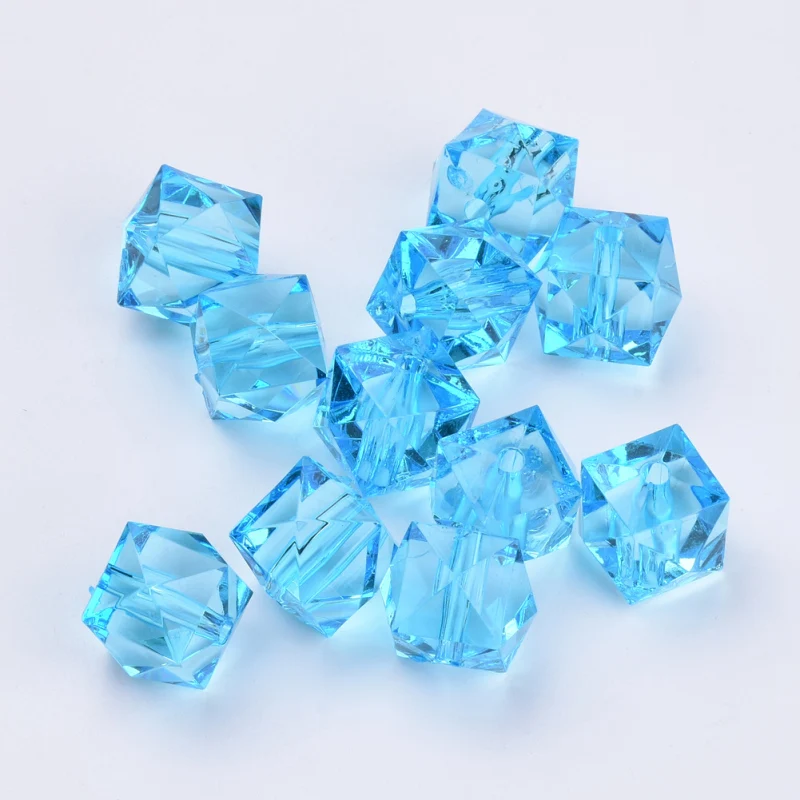 500g 10mm Transparent Acrylic Beads Mixed Color Faceted Cube Loose Spacer Beads for Jewelry Making DIY Handmade Bag Wholesale