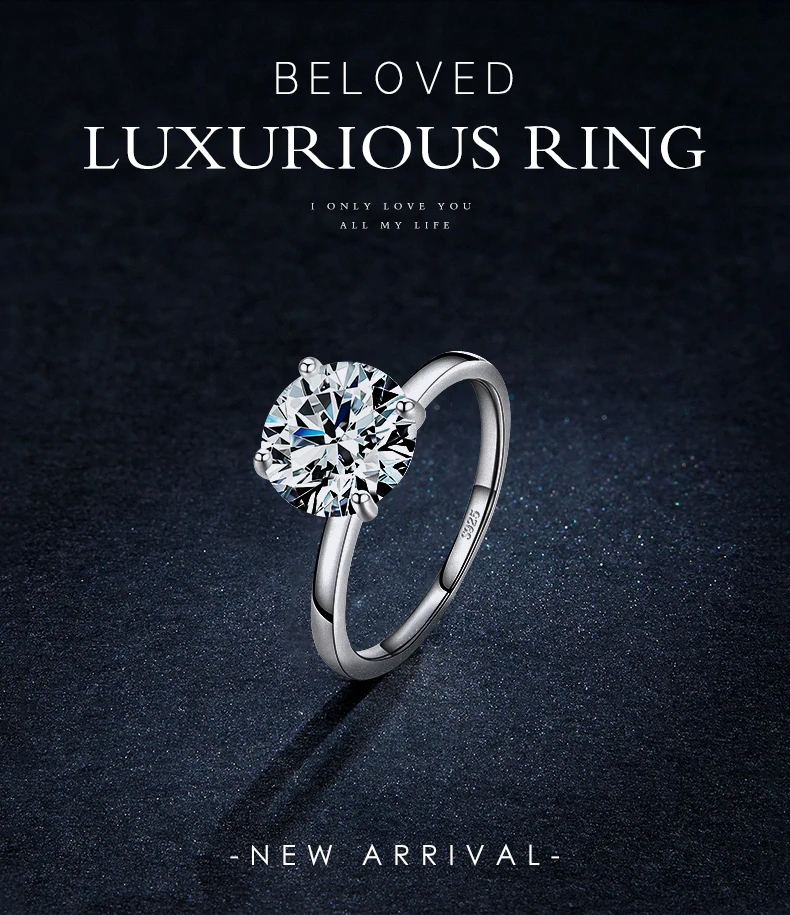 MODIAN 925 Sterling Silver Classic Luxury 3 Carat Simulated Diamond Rings For Women Wedding Engagement Statement Fine Jewelry