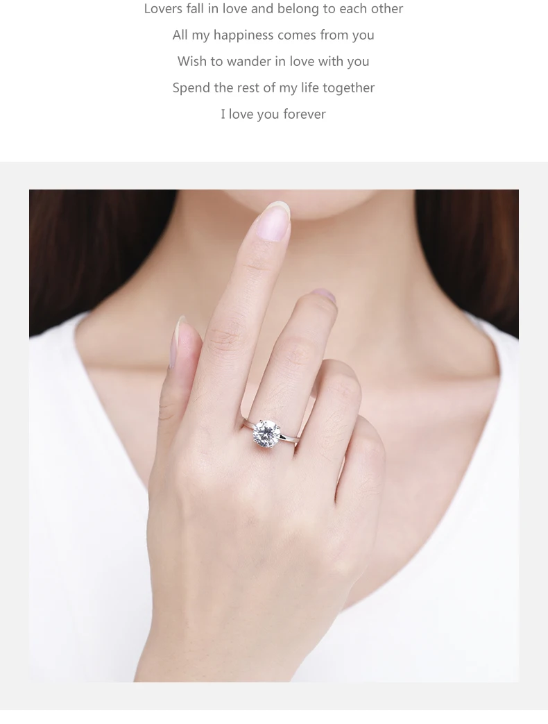 MODIAN 925 Sterling Silver Classic Luxury 3 Carat Simulated Diamond Rings For Women Wedding Engagement Statement Fine Jewelry