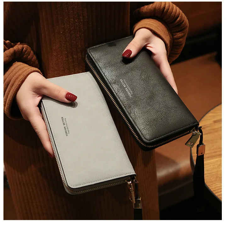aliwood High Quality Long Leather Women's Wallet Clutch Zipper Coin Purse Money Clip Card Holder Phone Package Cartera femenina