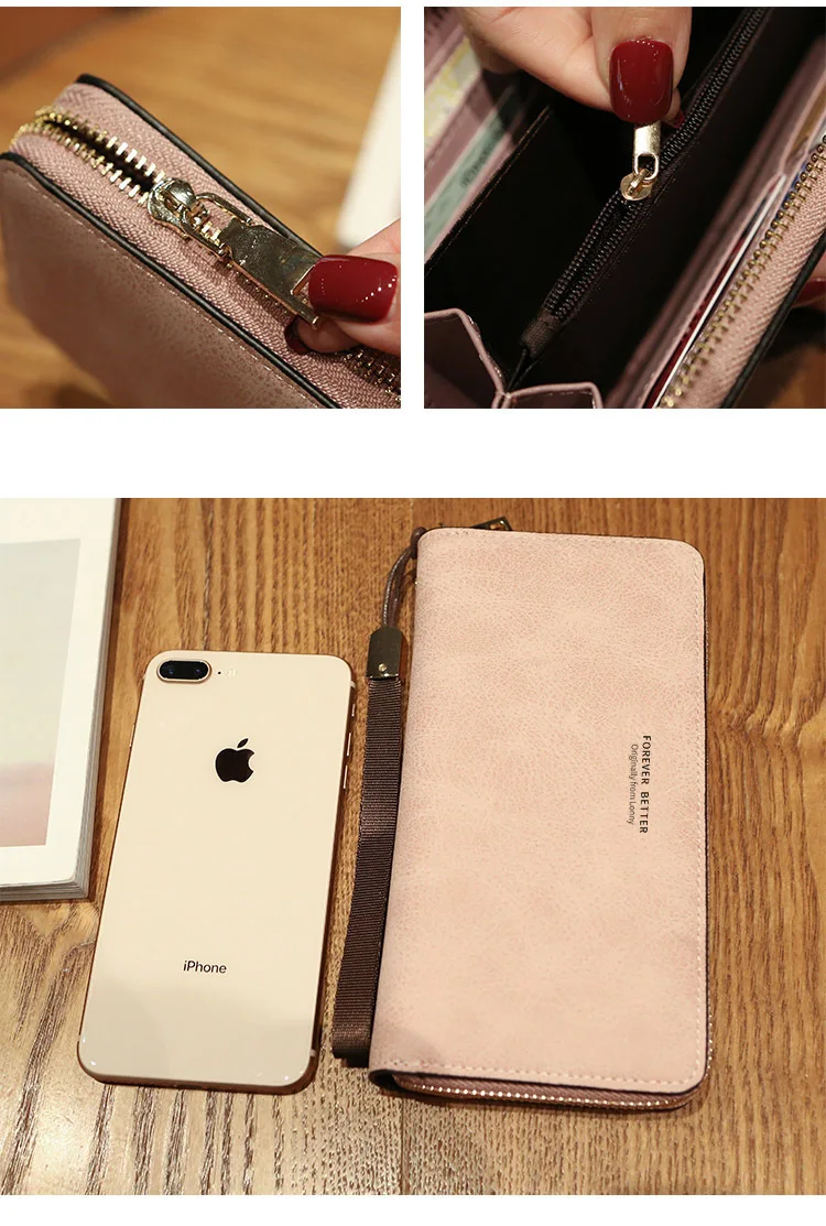 aliwood High Quality Long Leather Women's Wallet Clutch Zipper Coin Purse Money Clip Card Holder Phone Package Cartera femenina