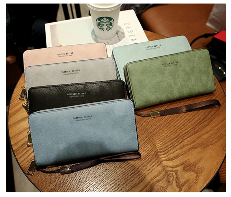 aliwood High Quality Long Leather Women's Wallet Clutch Zipper Coin Purse Money Clip Card Holder Phone Package Cartera femenina