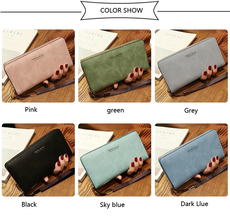 aliwood High Quality Long Leather Women's Wallet Clutch Zipper Coin Purse Money Clip Card Holder Phone Package Cartera femenina
