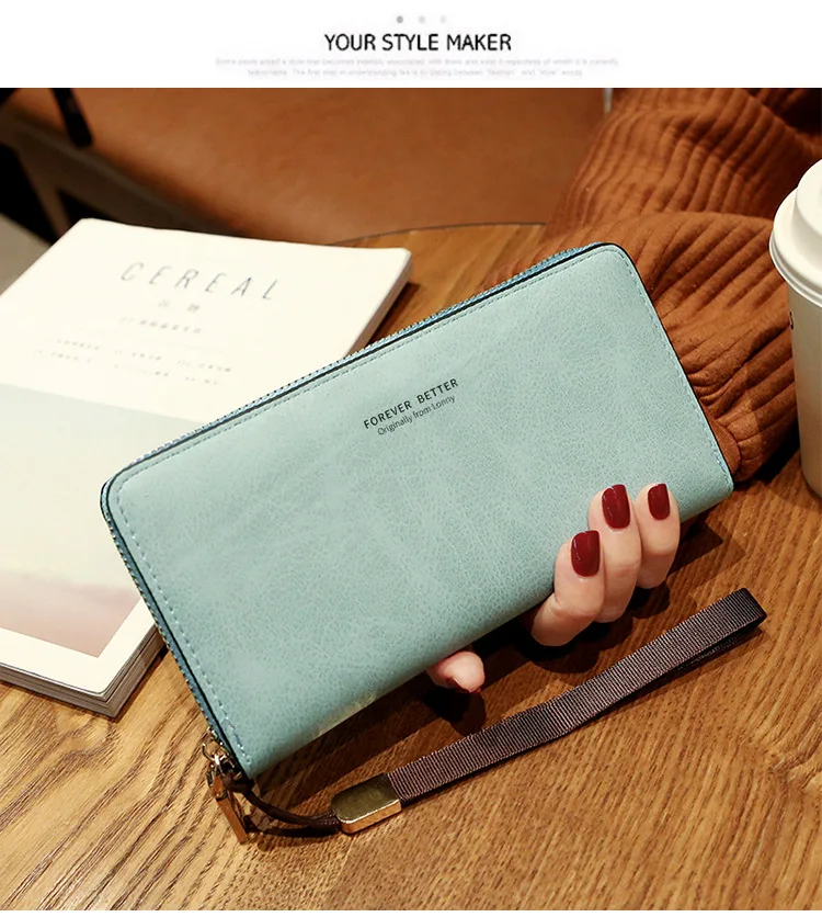 aliwood High Quality Long Leather Women's Wallet Clutch Zipper Coin Purse Money Clip Card Holder Phone Package Cartera femenina