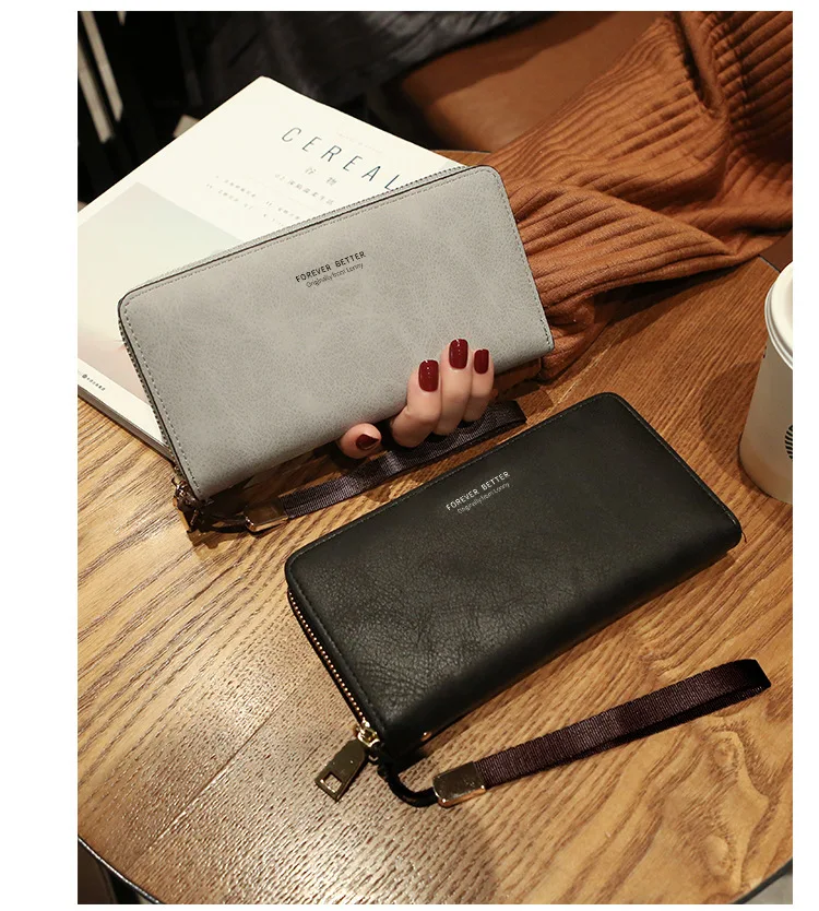 aliwood High Quality Long Leather Women's Wallet Clutch Zipper Coin Purse Money Clip Card Holder Phone Package Cartera femenina