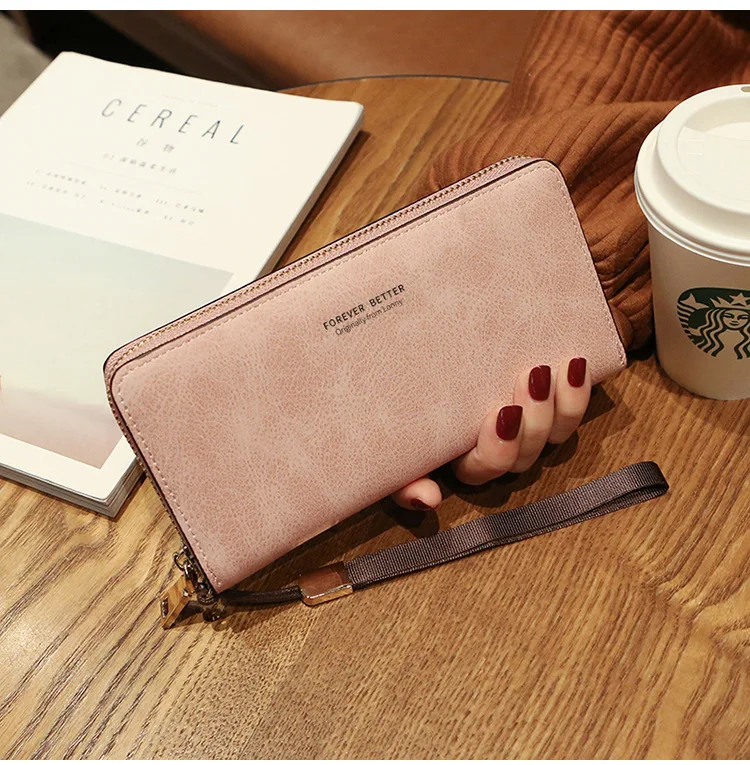 aliwood High Quality Long Leather Women's Wallet Clutch Zipper Coin Purse Money Clip Card Holder Phone Package Cartera femenina