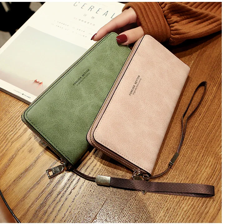 aliwood High Quality Long Leather Women's Wallet Clutch Zipper Coin Purse Money Clip Card Holder Phone Package Cartera femenina