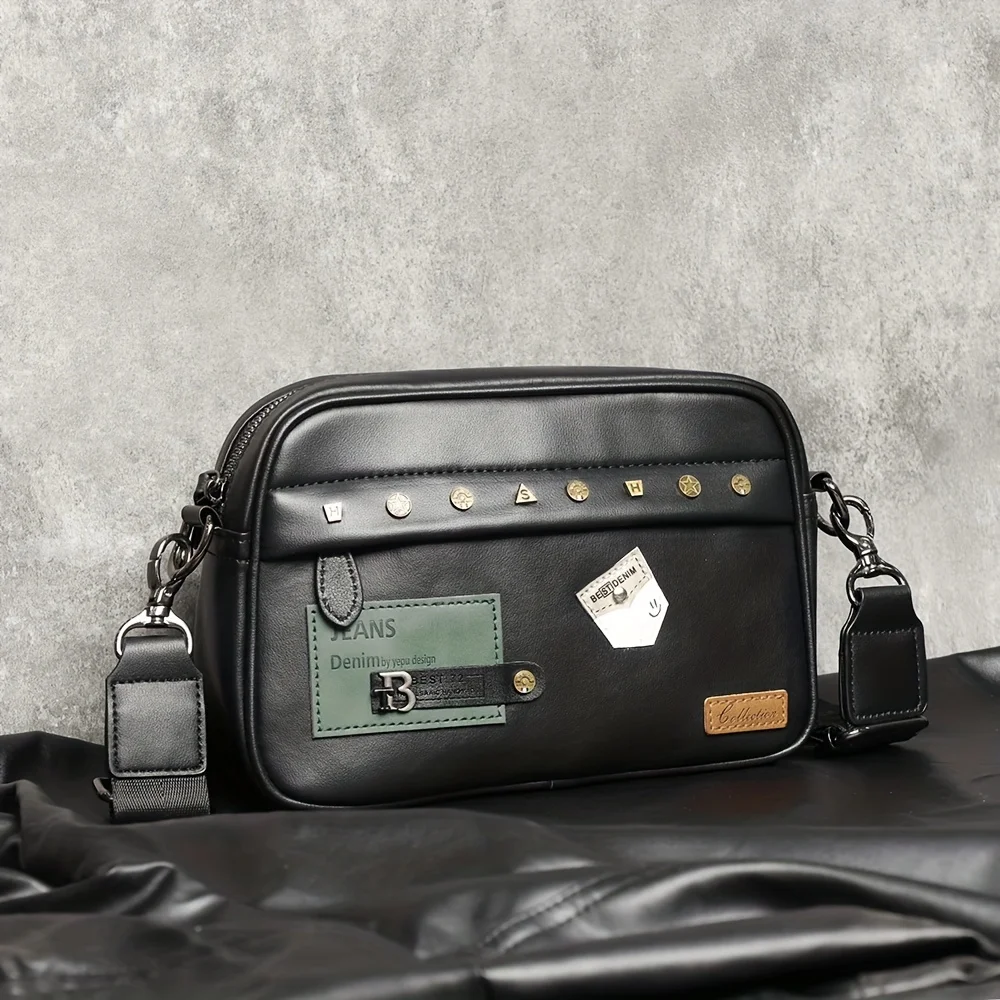 Casual Solid Men's Crossbody Bag Messenger Bag Mens PU Leather Crossbody Shoulder Bags Male Handbag Bags Cross Body Ba