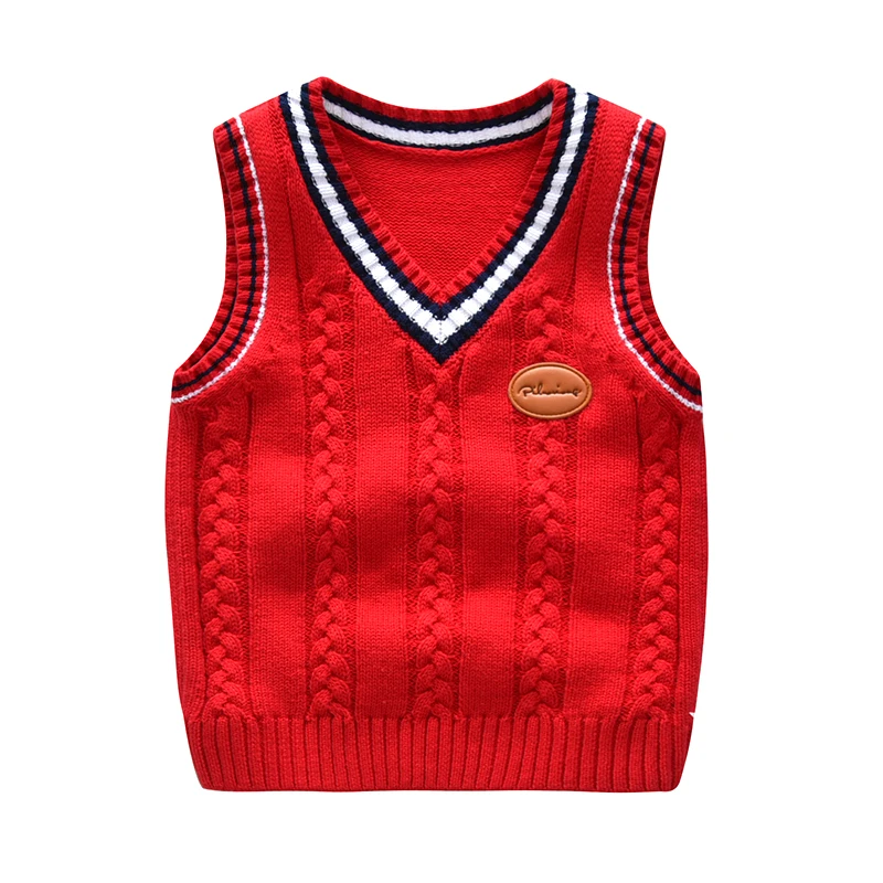School Uniform Autumn Children's Vest Sweater Kids Knitted Pullover Outerwear Coat For Teen Boys Girls 2-6 Years Tops Waistcoat
