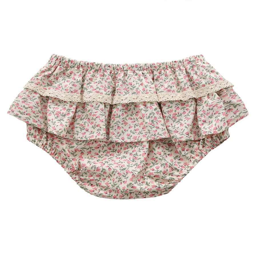 Baby Girls Floral Ruffles Lace Skirt Shorts Kids Summer Pettiskirt Toddler Dancing Wedding Clothing Tutu Skirt Infant Bloomer