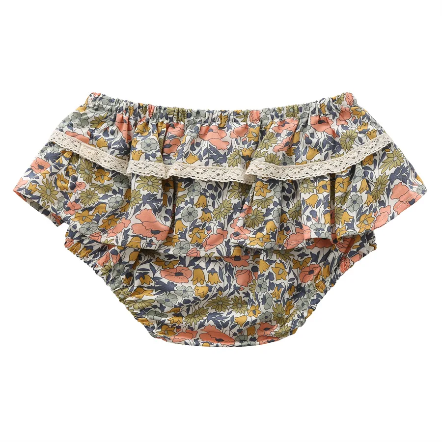 Baby Girls Floral Ruffles Lace Skirt Shorts Kids Summer Pettiskirt Toddler Dancing Wedding Clothing Tutu Skirt Infant Bloomer