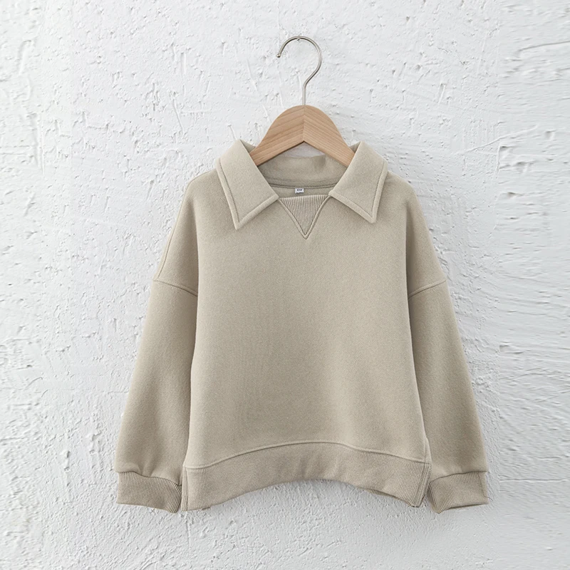 Kids Clothes Boys And Girls Cotton Plush Warm Sweatshirts Autumn Winter New Children's Lapel Casual Loose Long-Sleeved Sweaters