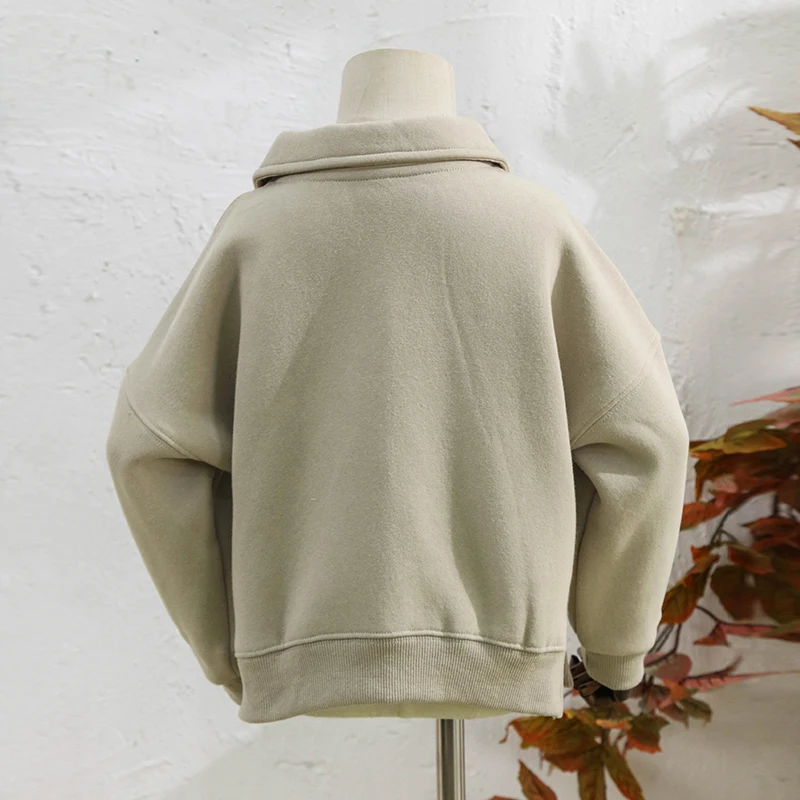 Kids Clothes Boys And Girls Cotton Plush Warm Sweatshirts Autumn Winter New Children's Lapel Casual Loose Long-Sleeved Sweaters