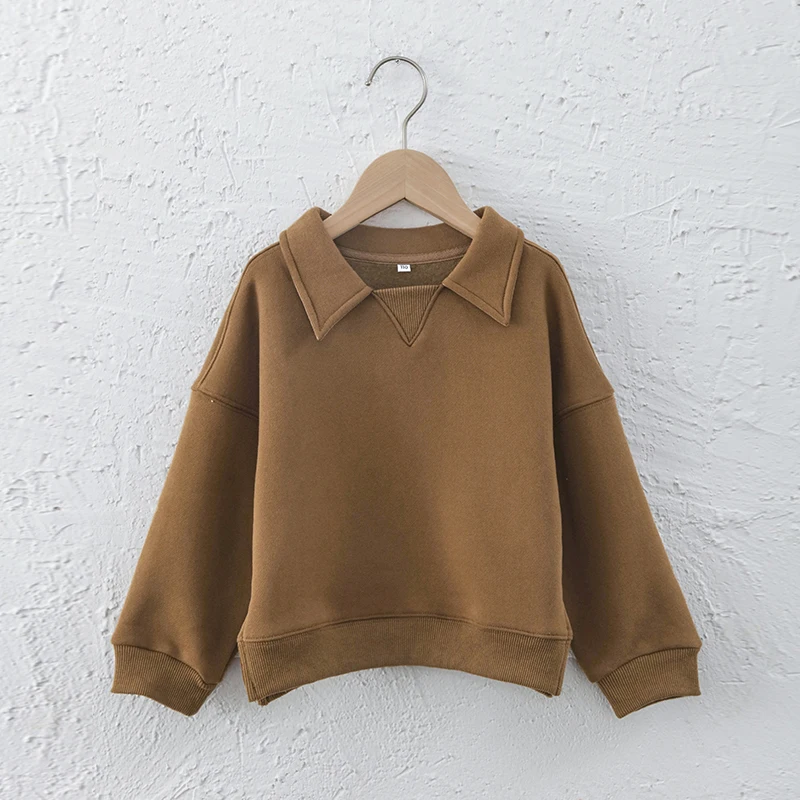 Kids Clothes Boys And Girls Cotton Plush Warm Sweatshirts Autumn Winter New Children's Lapel Casual Loose Long-Sleeved Sweaters