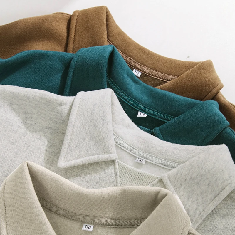 Kids Clothes Boys And Girls Cotton Plush Warm Sweatshirts Autumn Winter New Children's Lapel Casual Loose Long-Sleeved Sweaters