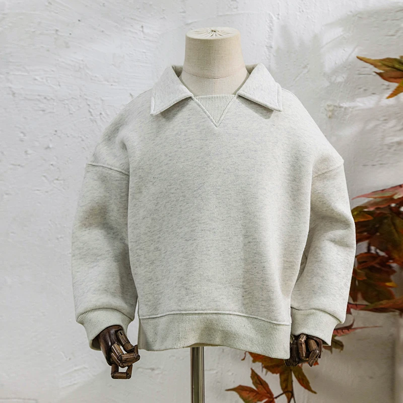Kids Clothes Boys And Girls Cotton Plush Warm Sweatshirts Autumn Winter New Children's Lapel Casual Loose Long-Sleeved Sweaters