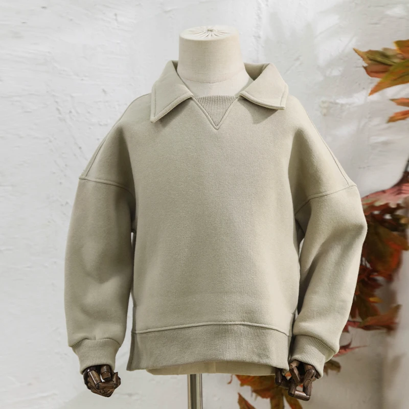 Kids Clothes Boys And Girls Cotton Plush Warm Sweatshirts Autumn Winter New Children's Lapel Casual Loose Long-Sleeved Sweaters