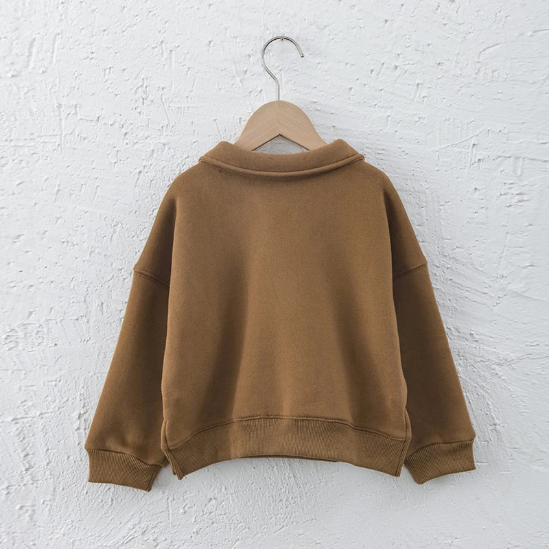 Kids Clothes Boys And Girls Cotton Plush Warm Sweatshirts Autumn Winter New Children's Lapel Casual Loose Long-Sleeved Sweaters