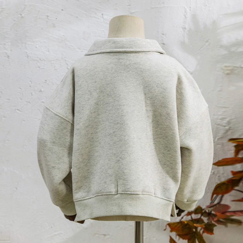 Kids Clothes Boys And Girls Cotton Plush Warm Sweatshirts Autumn Winter New Children's Lapel Casual Loose Long-Sleeved Sweaters