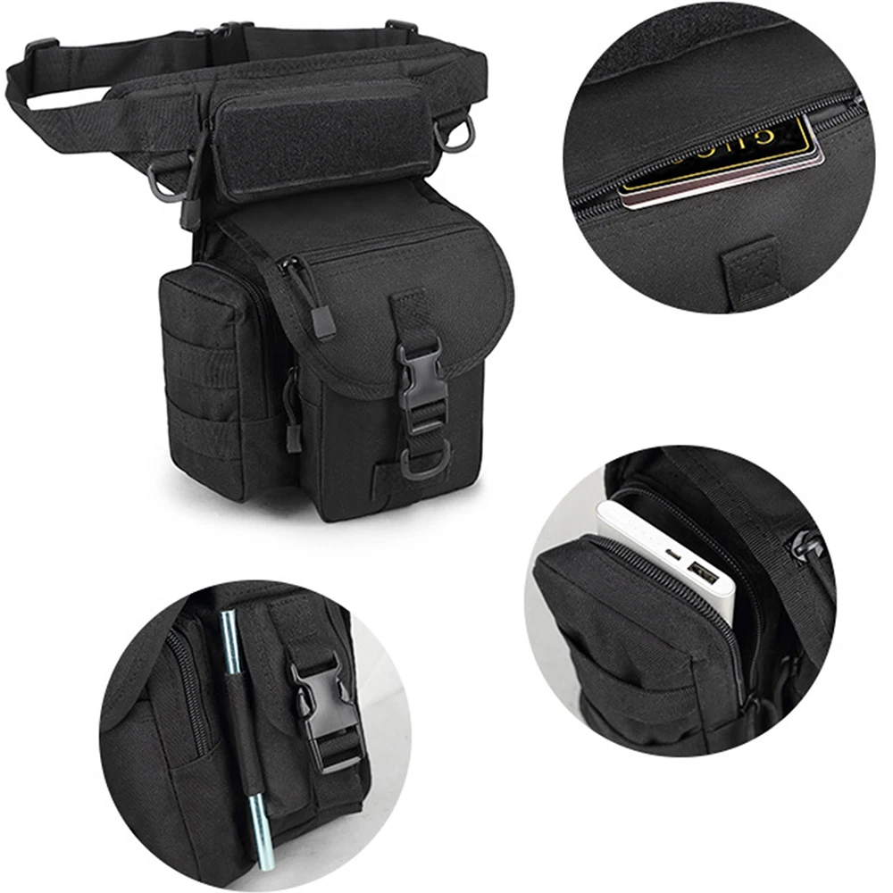 Men Waist Fanny Pack Leg Bag Military Tactical Motorcycle Rider Camera Sports Travel Nylon Male Bum Hip Belt Thigh Fanny Bags