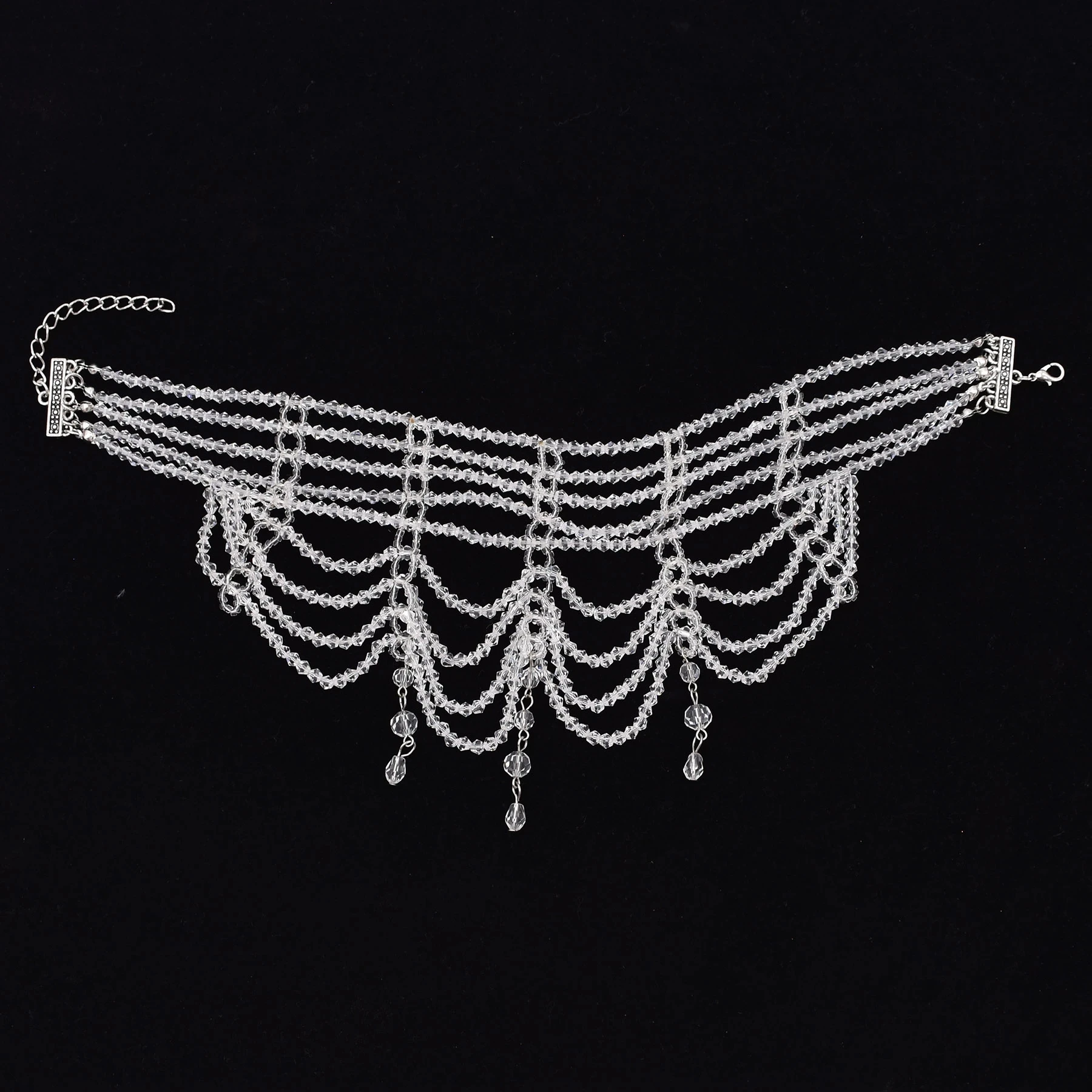 Fashion Black White Crystal Beads Necklace for Women Handmade Bohemian Drop Beaded  Choker Necklaces Ladies' Charm Jewelry