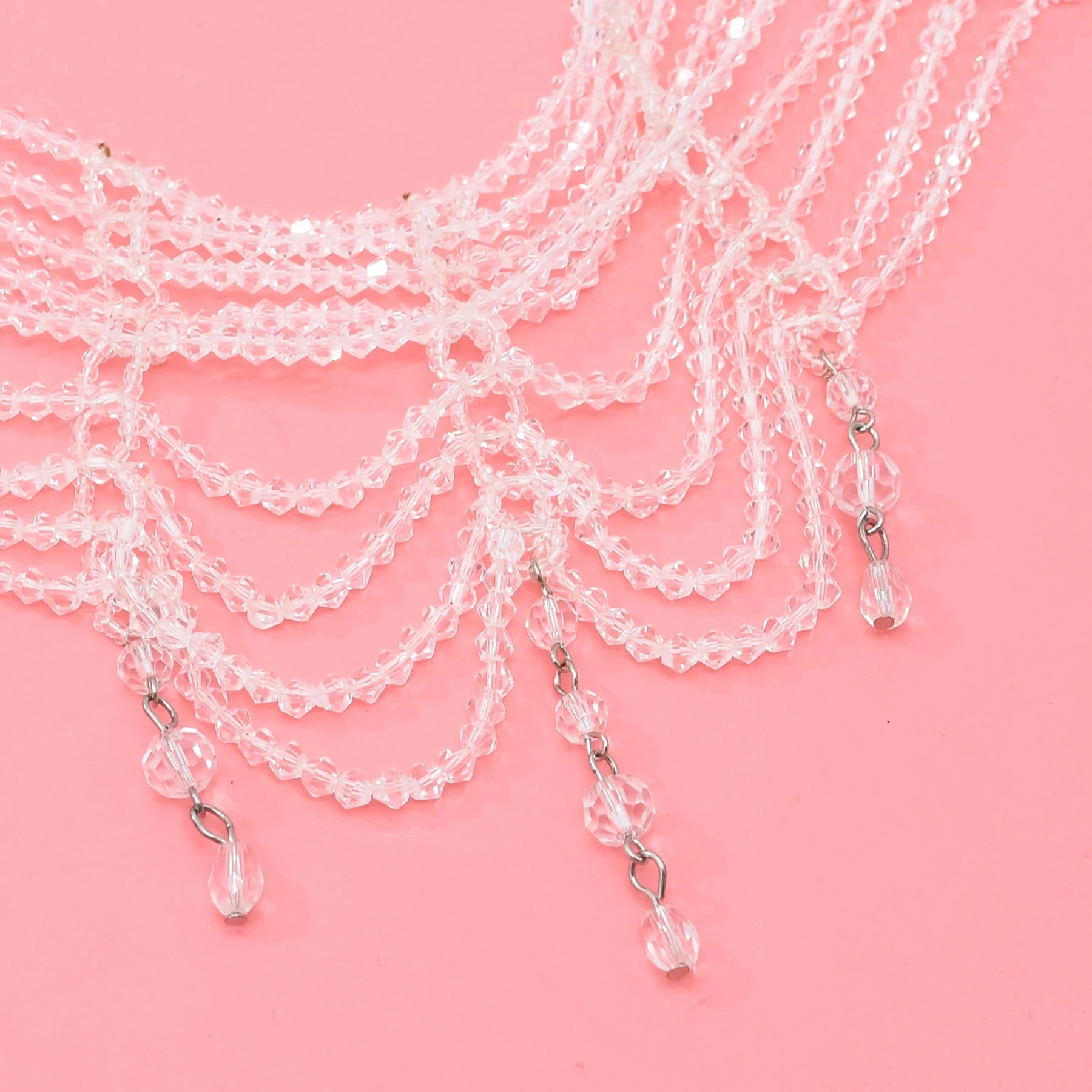 Fashion Black White Crystal Beads Necklace for Women Handmade Bohemian Drop Beaded  Choker Necklaces Ladies' Charm Jewelry