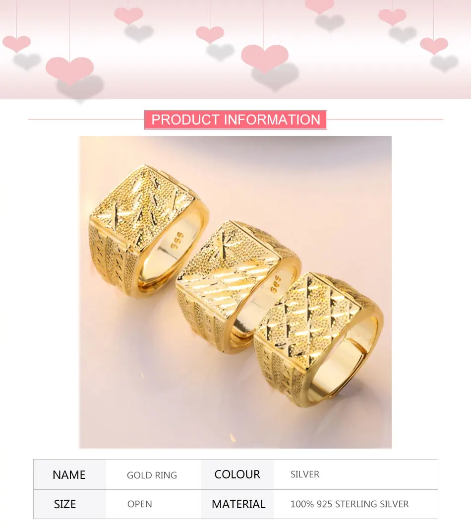 ZDADAN 925 Silver 18K Gold Ring For Women Men Wedding Jewelry