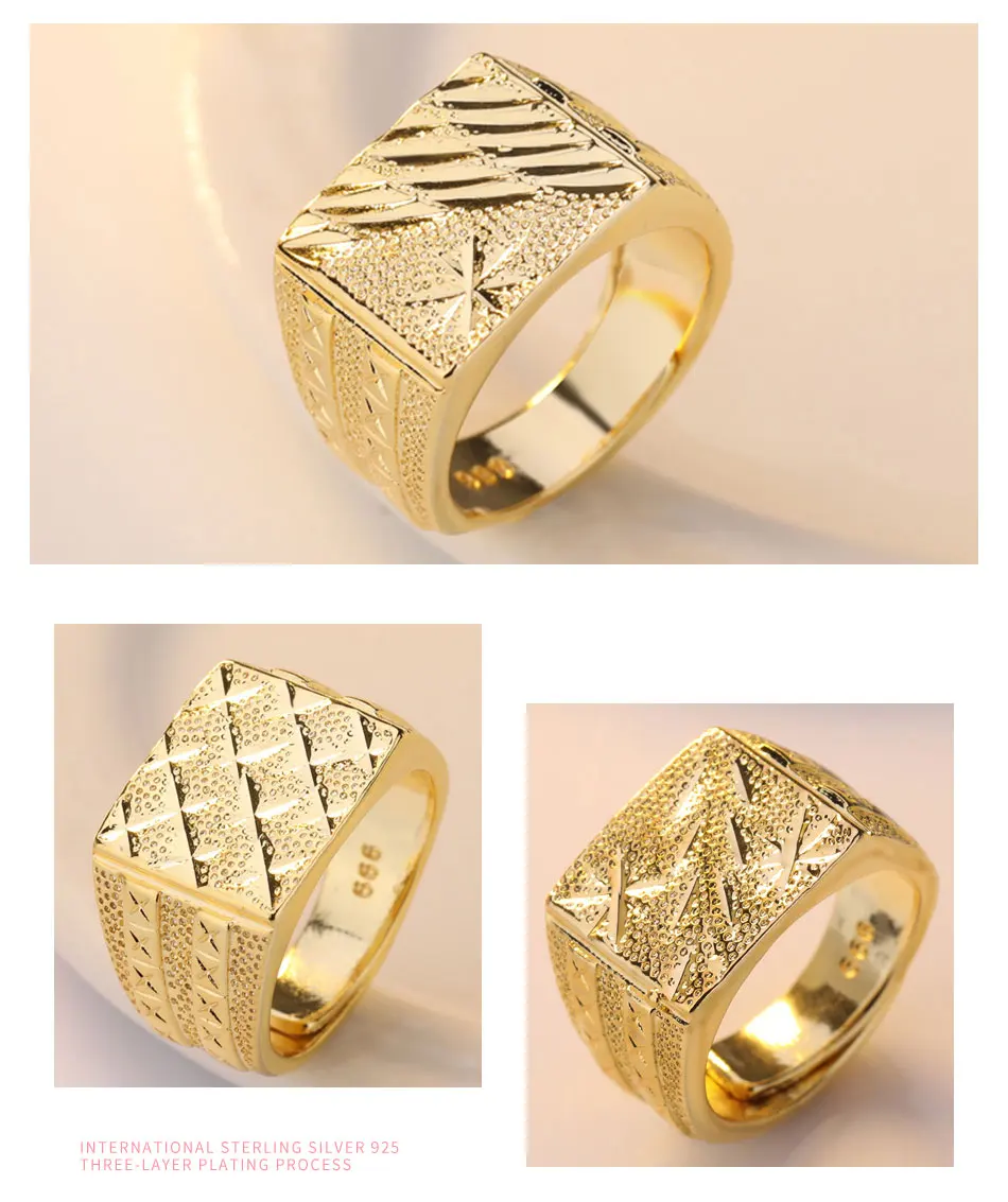 ZDADAN 925 Silver 18K Gold Ring For Women Men Wedding Jewelry