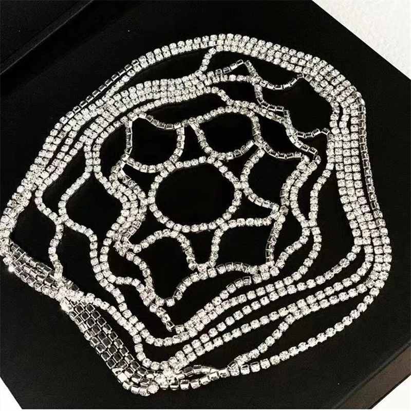 Hollow Rhinestone Mesh Headpiece Wedding Head Chain Jewelry for Women Luxury Crystal Headband Head Cap Hat Hair Accessories