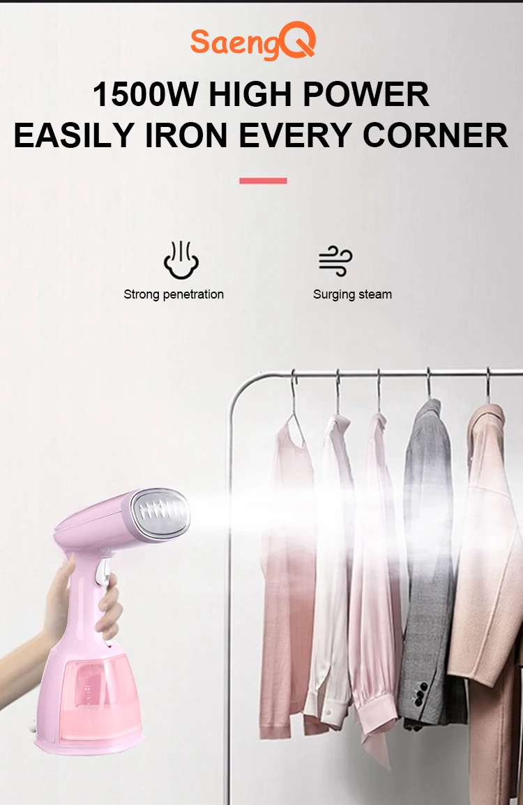 saengQ Steam Iron Garment Steamer Handheld Fabric 1500W Travel Vertical 350ml Mini Portable Home Travelling For Clothes Ironing