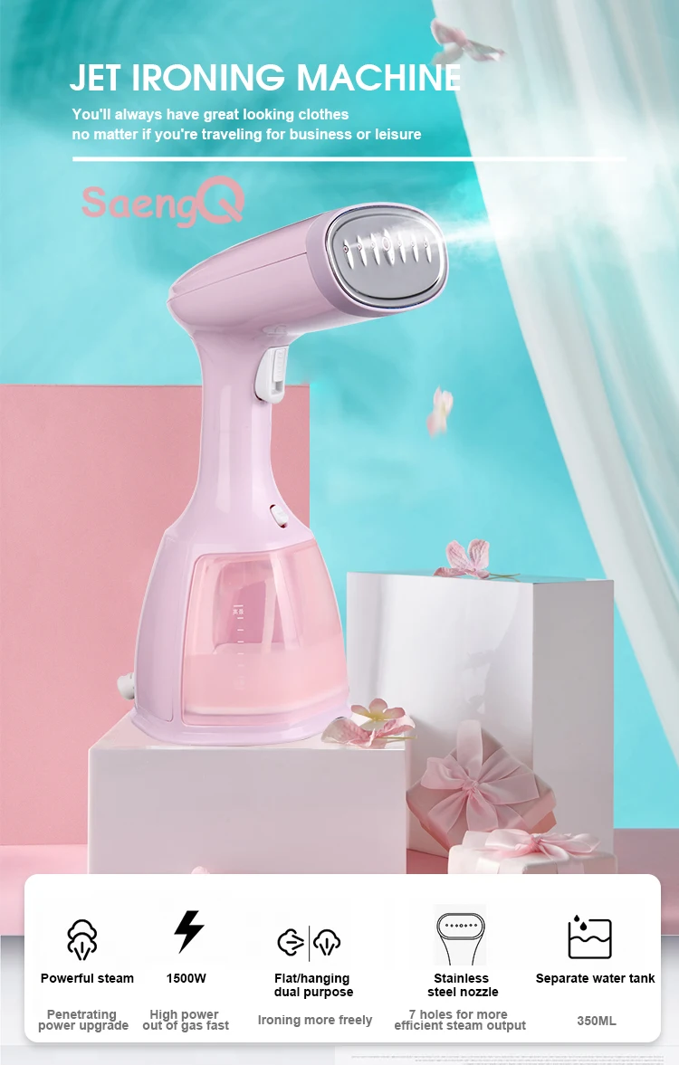 saengQ Steam Iron Garment Steamer Handheld Fabric 1500W Travel Vertical 350ml Mini Portable Home Travelling For Clothes Ironing