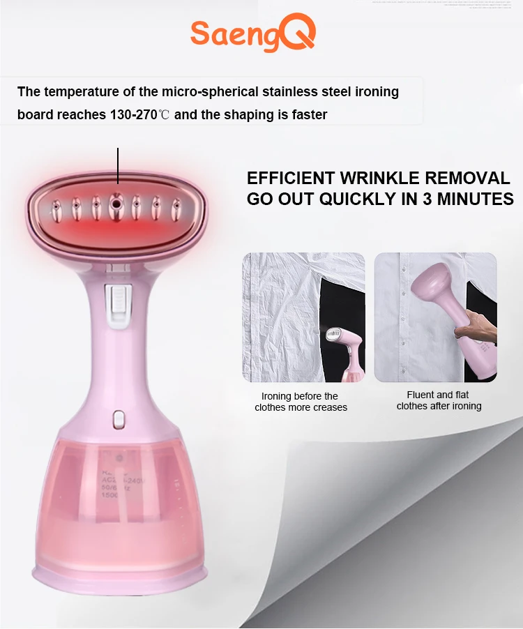saengQ Steam Iron Garment Steamer Handheld Fabric 1500W Travel Vertical 350ml Mini Portable Home Travelling For Clothes Ironing