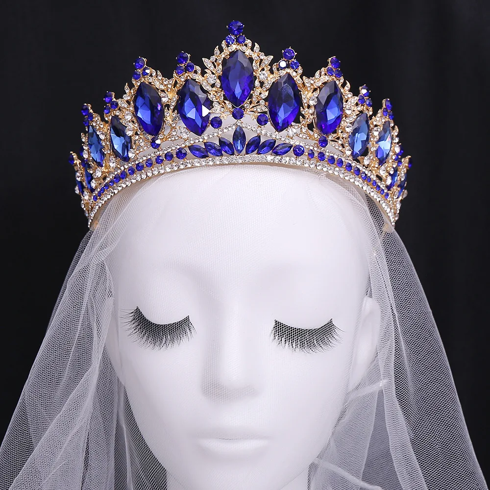 KMVEXO Big Baroque Crystal Tiaras Wedding Crown for Brides Women Hair Accessories Headpieces Princess Pageant Birthday Gift 2022