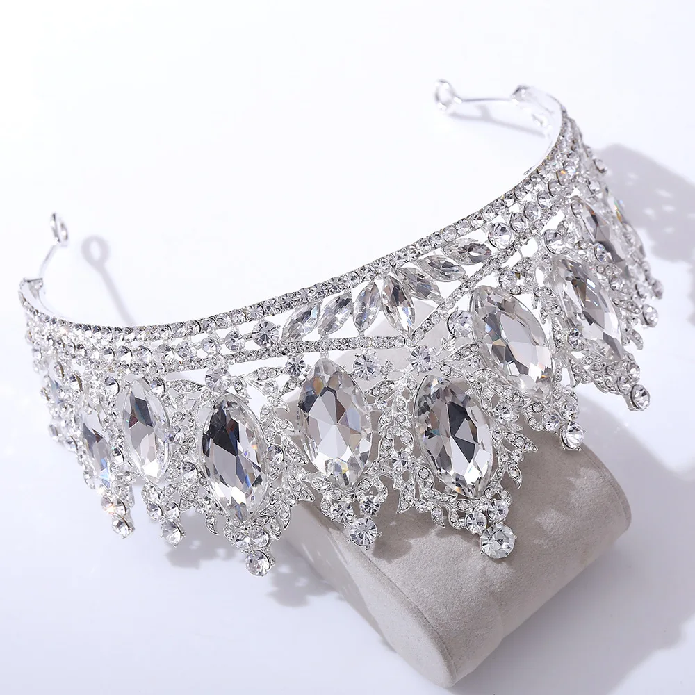 KMVEXO Big Baroque Crystal Tiaras Wedding Crown for Brides Women Hair Accessories Headpieces Princess Pageant Birthday Gift 2022