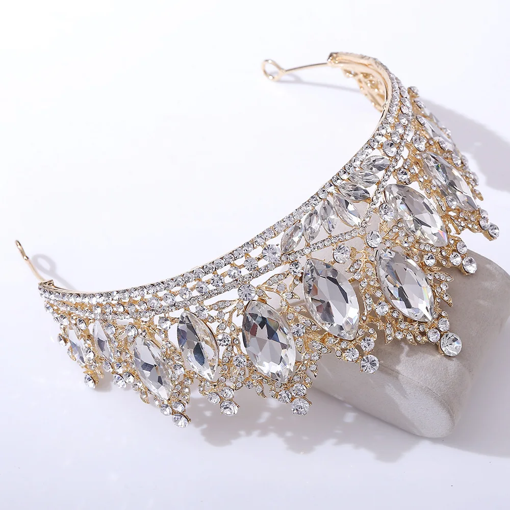 KMVEXO Big Baroque Crystal Tiaras Wedding Crown for Brides Women Hair Accessories Headpieces Princess Pageant Birthday Gift 2022
