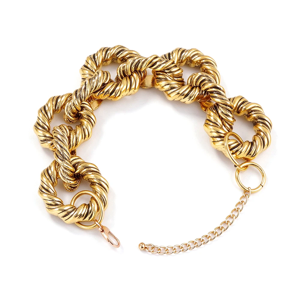 New Brand Round Circle Hip Hop Metal Necklace Gold Color Collar Necklaces For Women Party Choker Punk Rock Chunky Jewelry