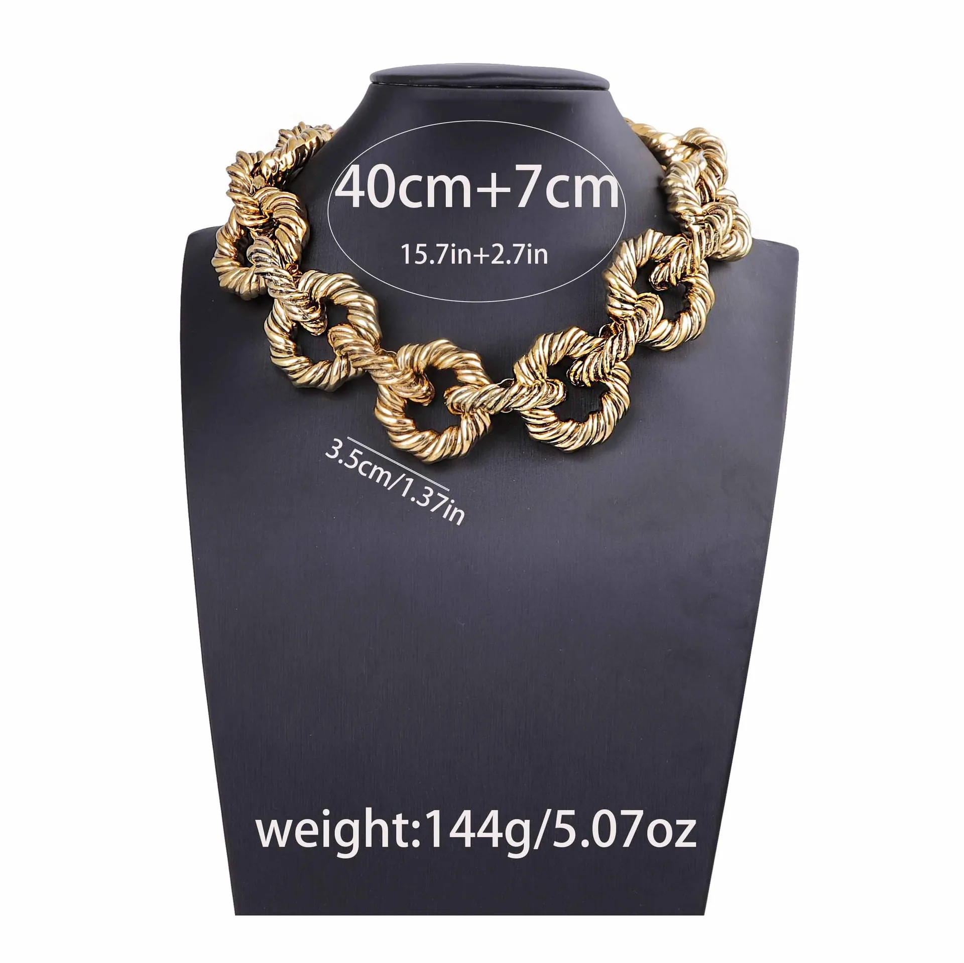 New Brand Round Circle Hip Hop Metal Necklace Gold Color Collar Necklaces For Women Party Choker Punk Rock Chunky Jewelry