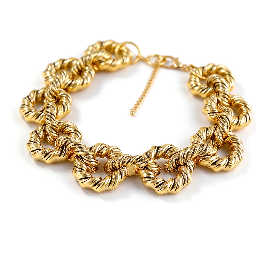 New Brand Round Circle Hip Hop Metal Necklace Gold Color Collar Necklaces For Women Party Choker Punk Rock Chunky Jewelry