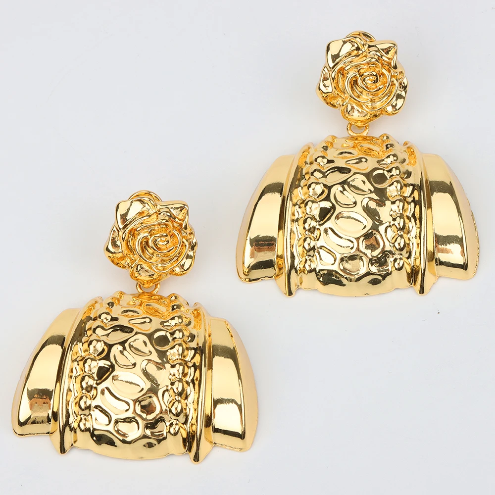 African Women Jewelry Set Pendant Necklace Earrings Weddings Design Bracelet Ring Jewellery Party Bridal Dubai Accessory Gift