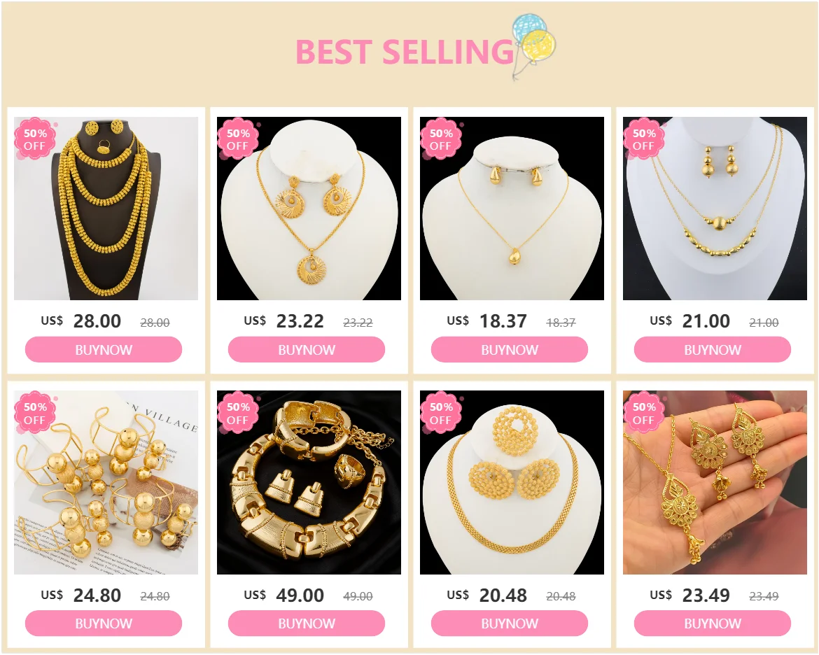 African Women Jewelry Set Pendant Necklace Earrings Weddings Design Bracelet Ring Jewellery Party Bridal Dubai Accessory Gift
