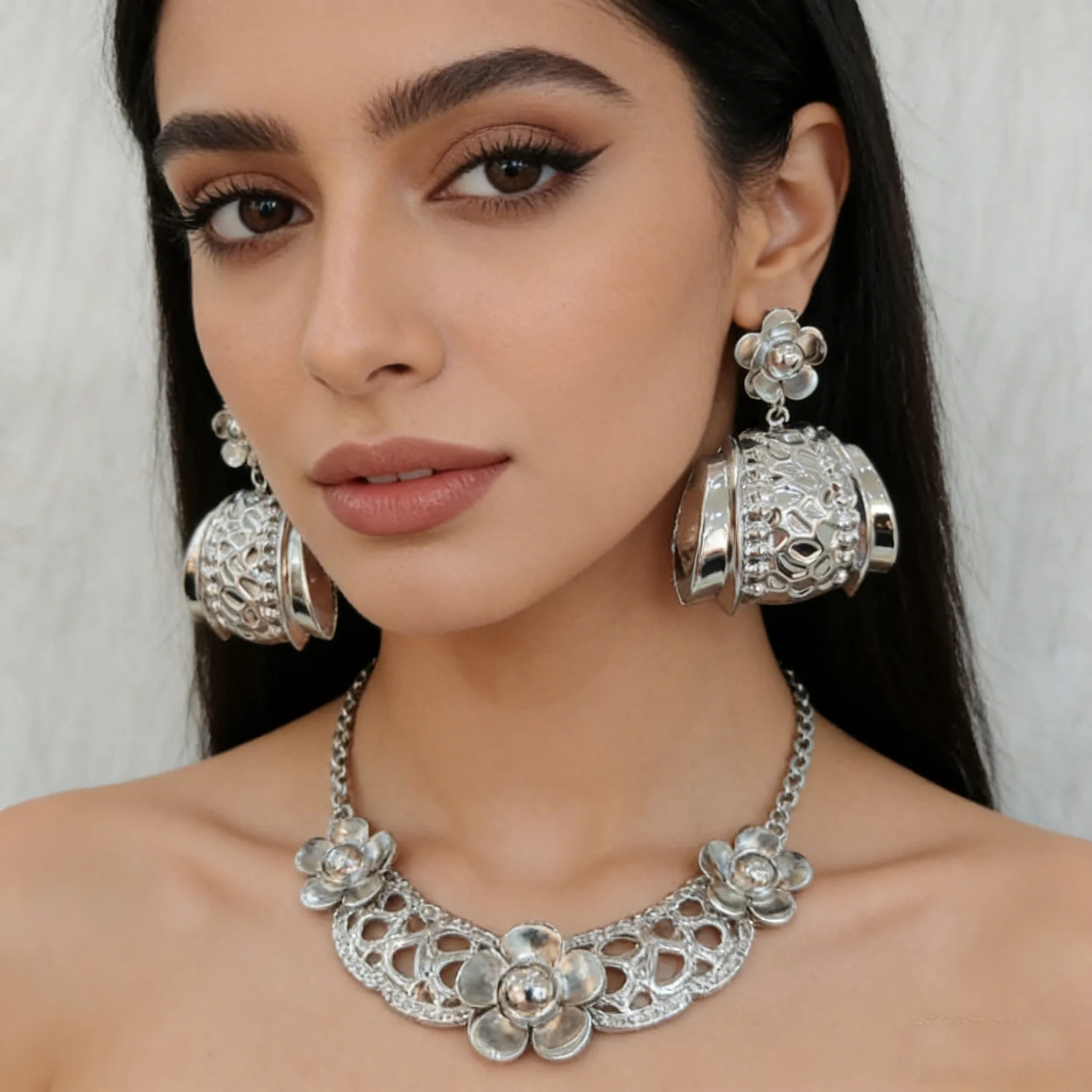 African Women Jewelry Set Pendant Necklace Earrings Weddings Design Bracelet Ring Jewellery Party Bridal Dubai Accessory Gift
