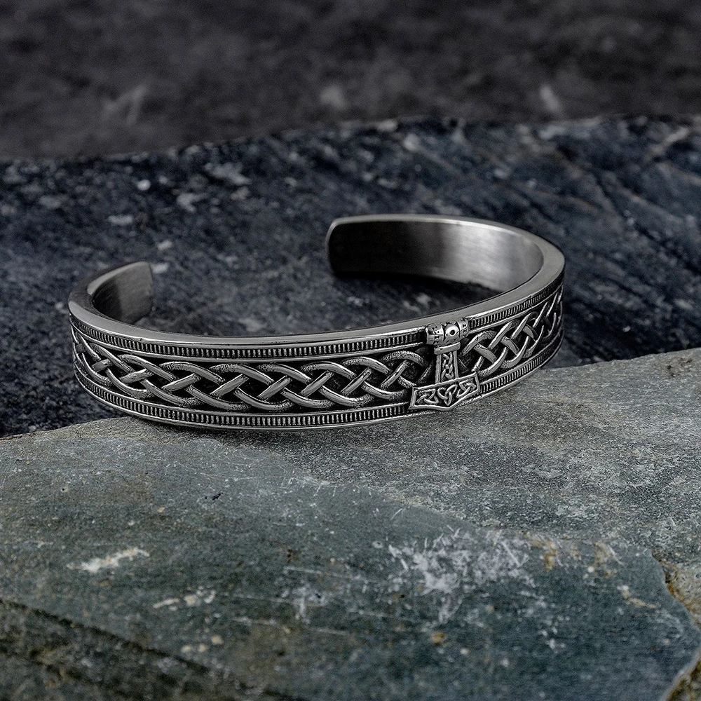 Norse Viking 316L Stainless Steel Thor's Hammer Bracelets For Men Women Paracord Amulet Runes Bangles Jewelry Gifts Wholesale