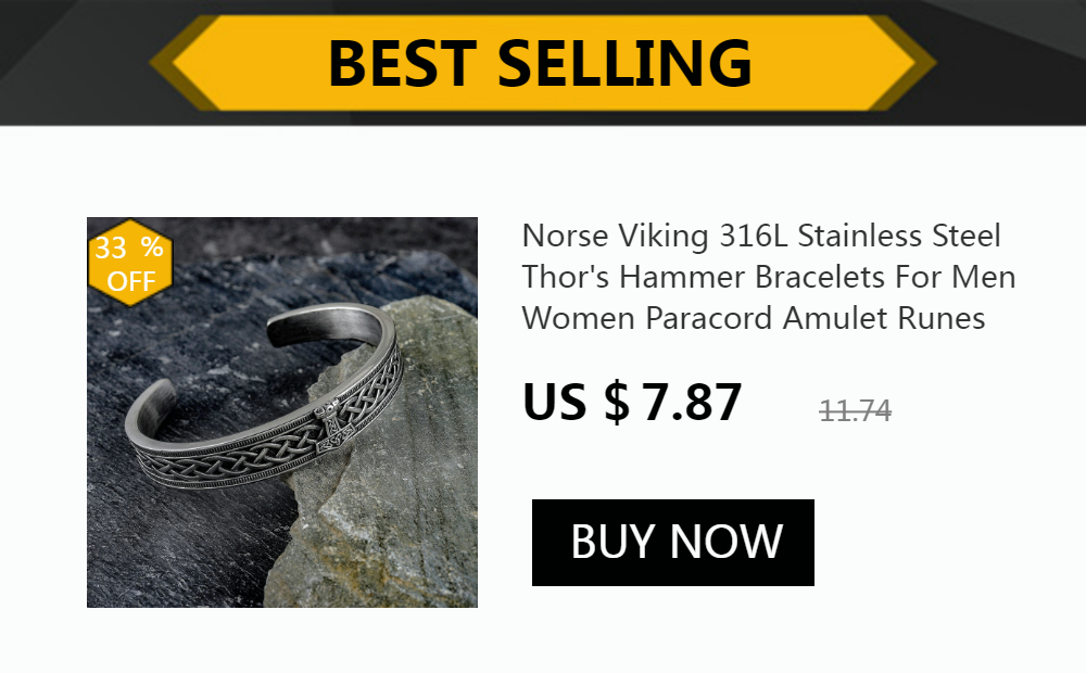 Norse Viking 316L Stainless Steel Thor's Hammer Bracelets For Men Women Paracord Amulet Runes Bangles Jewelry Gifts Wholesale