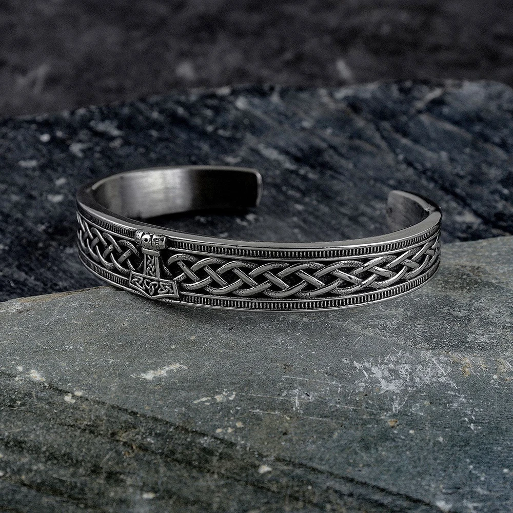 Norse Viking 316L Stainless Steel Thor's Hammer Bracelets For Men Women Paracord Amulet Runes Bangles Jewelry Gifts Wholesale