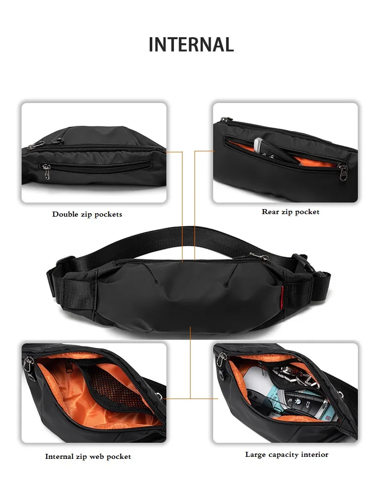 Men's Minimalist Crossbody Bag Waterproof Sling Bag Casual Chest Bag for Daily Commute Fashion Lightweight Fanny Pack